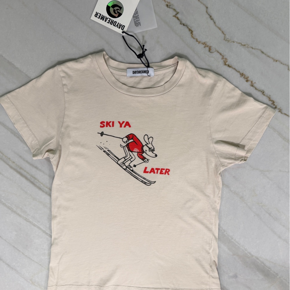 Daydreamer Kids Cream Tee with Red Ski Graphic